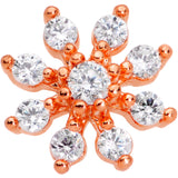 20G 1/4 Clear CZ Gem Rose Gold Tone Flower L Shaped Nose Ring