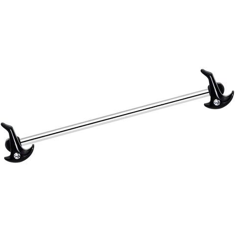 14G Clear Gem Black Halloween Witch Hat Industrial Barbell 38mm