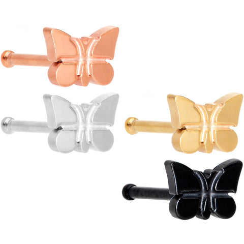 20G 1/4 Multicolor Butterfly Nose Bone Set of 4