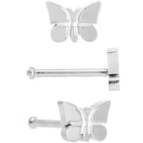 20G 1/4 Multicolor Butterfly Nose Bone Set of 4