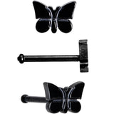 20G 1/4 Multicolor Butterfly Nose Bone Set of 4