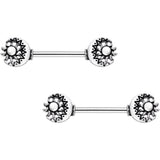 14G 9/16 Crescent Moon and Sun Barbell Nipple Ring Set