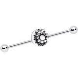 14G Crescent Moon with Star Dangle Industrial Barbell 38mm
