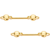 14G 9/16 Gold PVD Alien Spaceship Barbell Nipple Ring Set