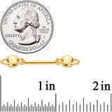 14G 9/16 Gold PVD Alien Spaceship Barbell Nipple Ring Set