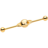 14G Gold PVD Alien Spaceship Industrial Barbell 38mm