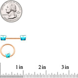 14G Blue Gem Butterfly Rose Gold Hue BCR Barbell Nipple Ring Set