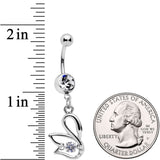 Clear CZ Gem Floating Modernist Swan Dangle Belly Ring