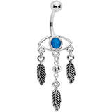 Blue Clear Gem Vision of Feathers Dangle Belly Ring