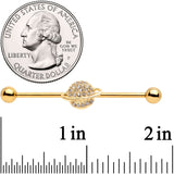 14G Clear Gem Gold Tone Planet Saturn Industrial Barbell 38mm