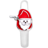 20G Clear Gem Happy Santa Faux Hoop L Shaped Nose Ring