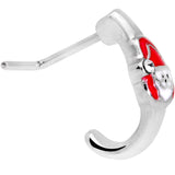 20G Clear Gem Happy Santa Faux Hoop L Shaped Nose Ring