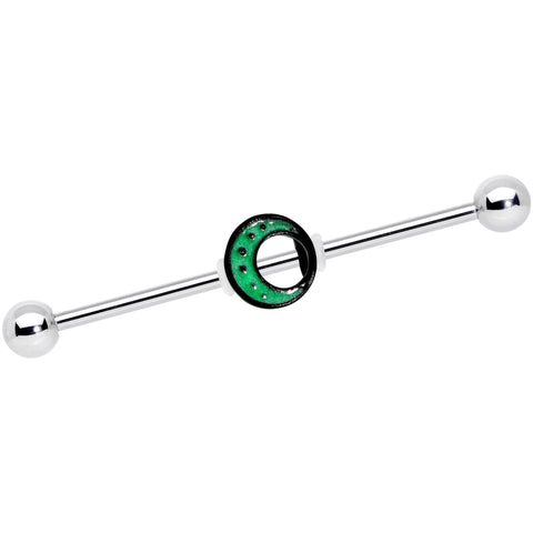14G Glow in the Dark Crescent Moon Industrial Barbell 38mm