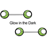 14G 9/16 Glow in the Dark Yellow Moon Barbell Nipple Ring Set