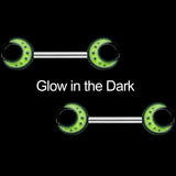 14G 9/16 Glow in the Dark Yellow Moon Barbell Nipple Ring Set
