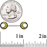 14G 9/16 Glow in the Dark Yellow Moon Barbell Nipple Ring Set