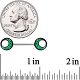 14G 9/16 Glow in the Dark Green Moon Barbell Nipple Ring Set