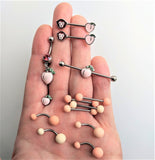 14G 9/16 Peach and Monkey Barbell Nipple Ring Set