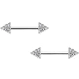 14G 9/16 Clear Gem Triangle End Barbell Nipple Ring Set of 4