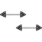 14G 9/16 Clear Gem Triangle End Barbell Nipple Ring Set of 4