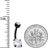 Clear Gem Black Large and Small Gem Belly Ring