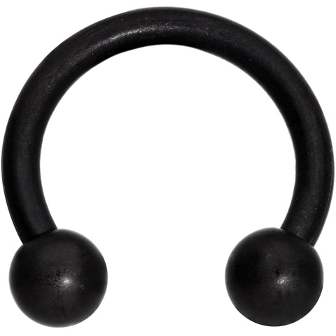 14G 3/8 Matte Black Horseshoe Circular Barbell