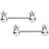 14G 9/16 Clear Gem Tulip Flower Barbell Nipple Ring Set