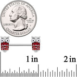 14G 9/16 Red Happy Holiday Hoot Owl Barbell Nipple Ring Set