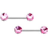 14G 5/8 1/2 Pink Gem Horseshoe Barbell Nipple Ring Set