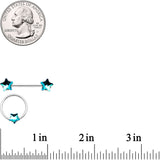 14G 9/16 1/2 Blue Star Gem BCR Barbell Nipple Ring Set