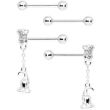 14G 9/16 Flowers Barbell Nipple Ring Set of 4