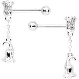 14G 9/16 Flowers Barbell Nipple Ring Set of 4