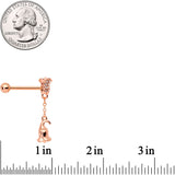 14G 9/16 Rose Gold Tone Flowers Barbell Nipple Ring Set of 4