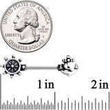 14G 9/16 Wheel and Anchor Nautical Barbell Nipple Ring Set