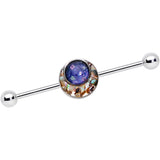 14G Blue Orb Mosaic Crescent Moon Industrial Barbell 38mm