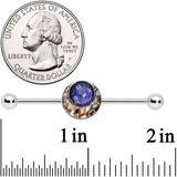 14G Blue Orb Mosaic Crescent Moon Industrial Barbell 38mm