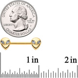 14G 9/16 Clear Gem Gold PVD Space Alien Barbell Nipple Ring Set