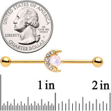 14G Gold Tone Celestial Crescent Moon Industrial Barbell 38mm