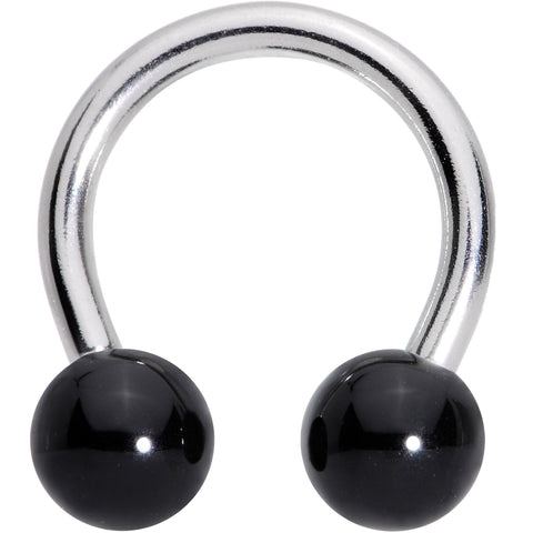14G 3/8 Black Acrylic Ball Horseshoe Circular Barbell