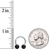14G 3/8 Black Acrylic Ball Horseshoe Circular Barbell