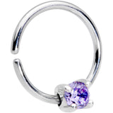 18G 5/16 Purple Gem 925 Sterling Silver Seamless Circular Ring