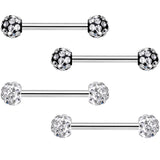 14G 9/16 Clear Gem Disco Ball Barbell Nipple Ring Set of 4