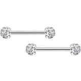 14G 9/16 Clear Gem Disco Ball Barbell Nipple Ring Set of 4