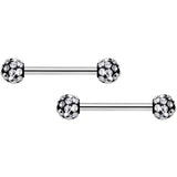 14G 9/16 Clear Gem Disco Ball Barbell Nipple Ring Set of 4