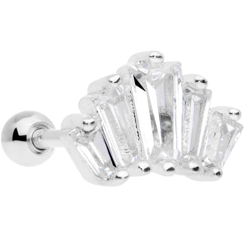 18G 5/16 Clear CZ Crown Cartilage Tragus Earring