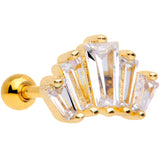 18G 5/16 Clear CZ Gold Tone Crown Cartilage Tragus Earring