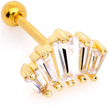 18G 5/16 Clear CZ Gold Tone Crown Cartilage Tragus Earring