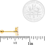 18G 5/16 Clear CZ Gold Tone Crown Cartilage Tragus Earring