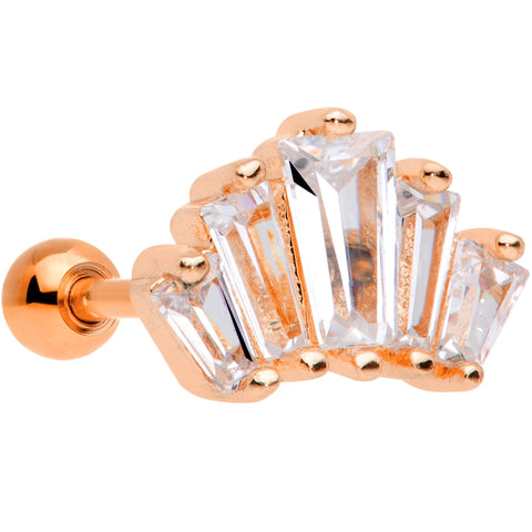 18G 5/16 Clear CZ Rose Gold Tone Crown Cartilage Tragus Earring