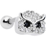 18G 5/16 Clear CZ Gem Wise Owl Cartilage Tragus Earring